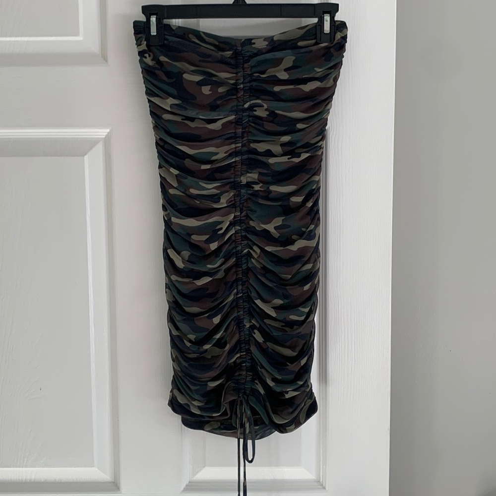 Army strapless mini dress